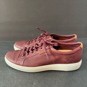 Ecco Danish Design Men's Size EU 44 US 10-10.5 Burgundy Color Leather Sneakers